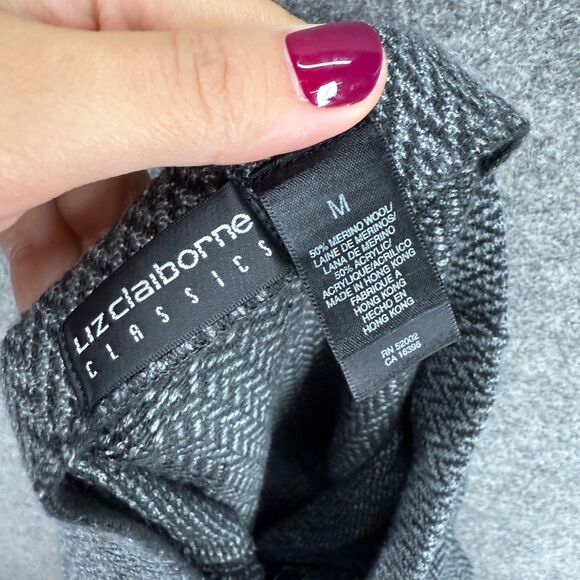 Liz Claiborne Skirt Women M Medium Gray Pencil Midi Mid Rise Wool Classics - Picture 5 of 6